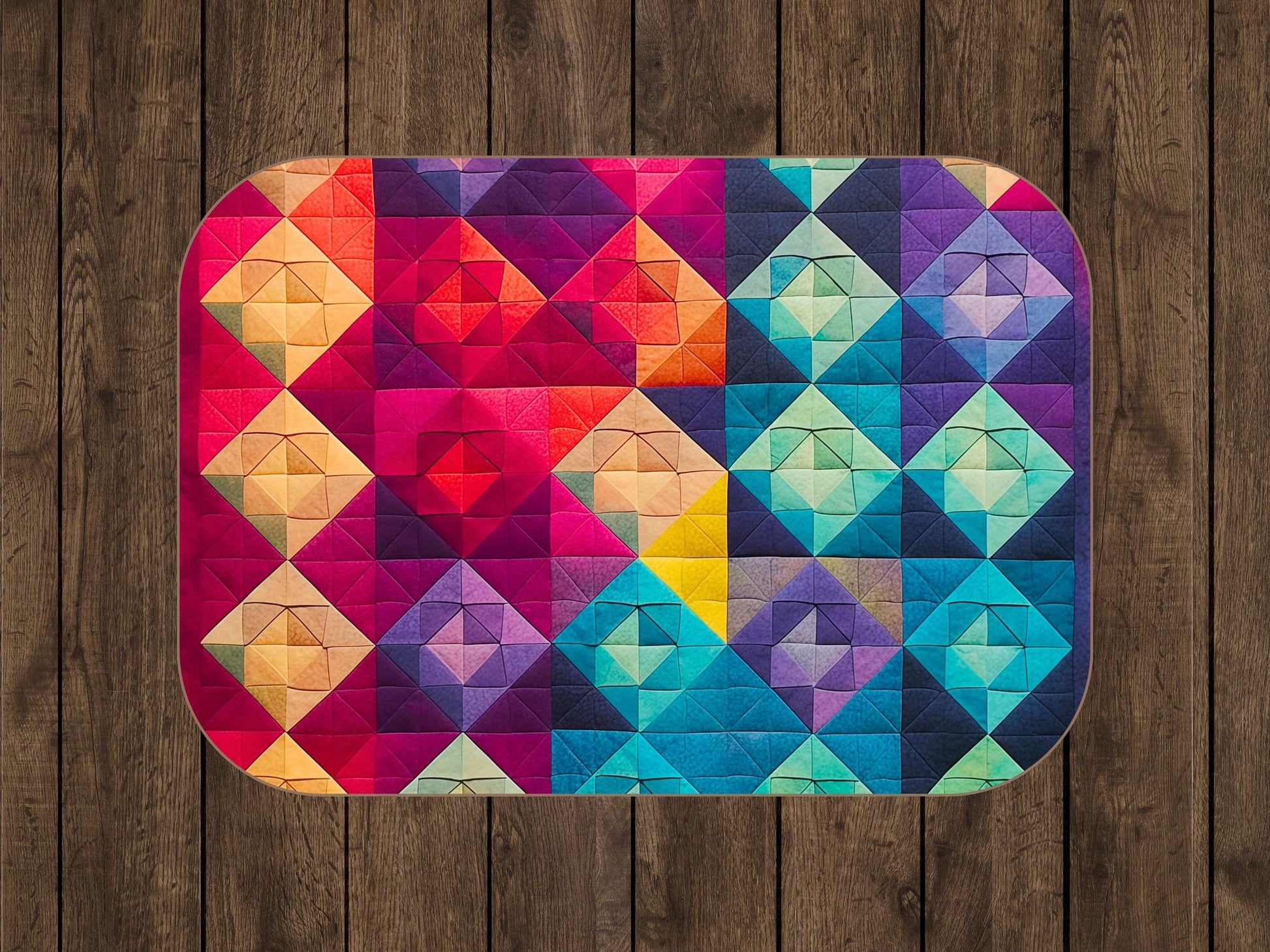 Sherpa Throw Blanket - Colorful Geometric Pattern Rainbow Diamond Design - Soft Plush Throw Blanket-Jacobson Cottage