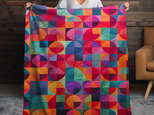 Sherpa Throw Blanket - Red Modern Art Red Quilt pattern Print - Soft Plush Throw Blanket-Jacobson Cottage
