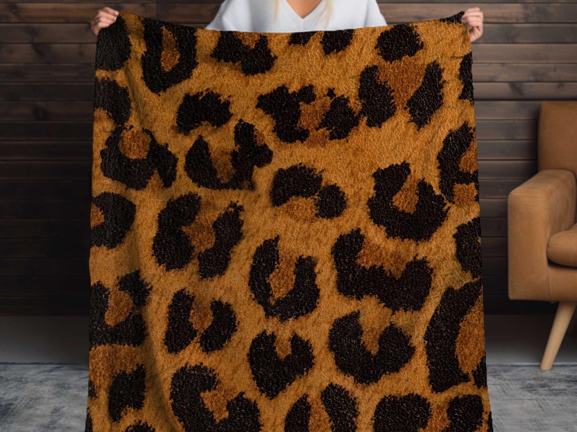 Sherpa Throw Blanket - Cheetah Print Safari Jungle themed design - Soft Plush Throw Blanket-Jacobson Cottage