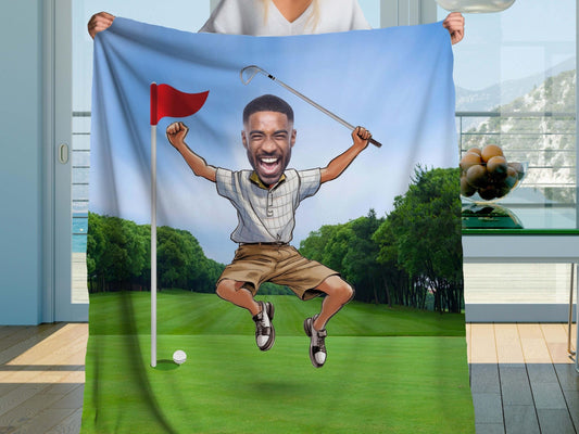 Sherpa Throw Blanket - Funny Custom Golf with Personalized Face - Soft Plush Throw Blanket-Jacobson Cottage