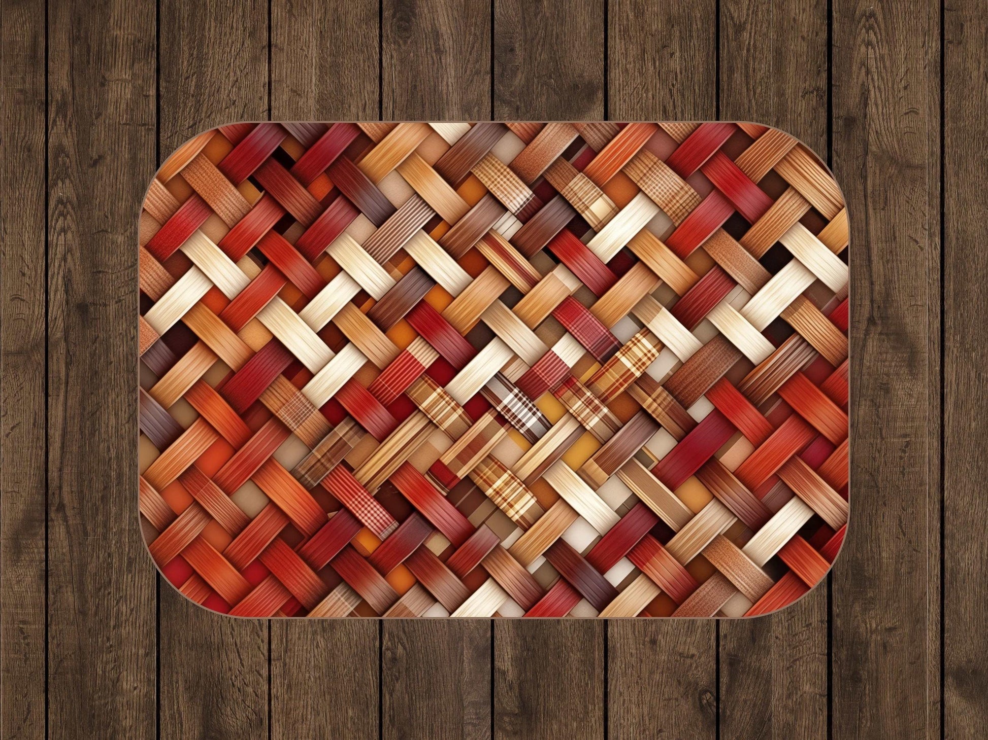 Sherpa Throw Blanket - Rustic Woven Basketweave Pattern Cozy Brown & Red Plaid Style - Soft Plush Throw Blanket-Jacobson Cottage