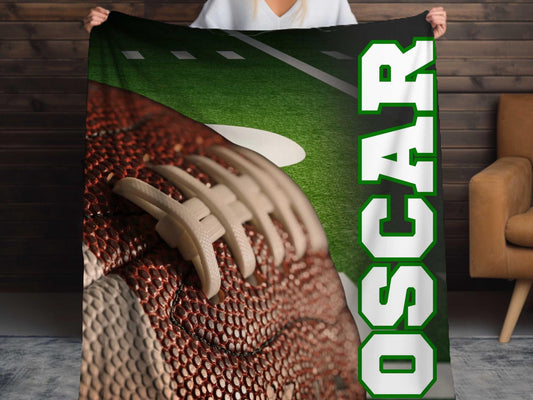 Sherpa Throw Blanket - Football Gift Design with Personalized name - Soft Plush Throw Blanket-Jacobson Cottage