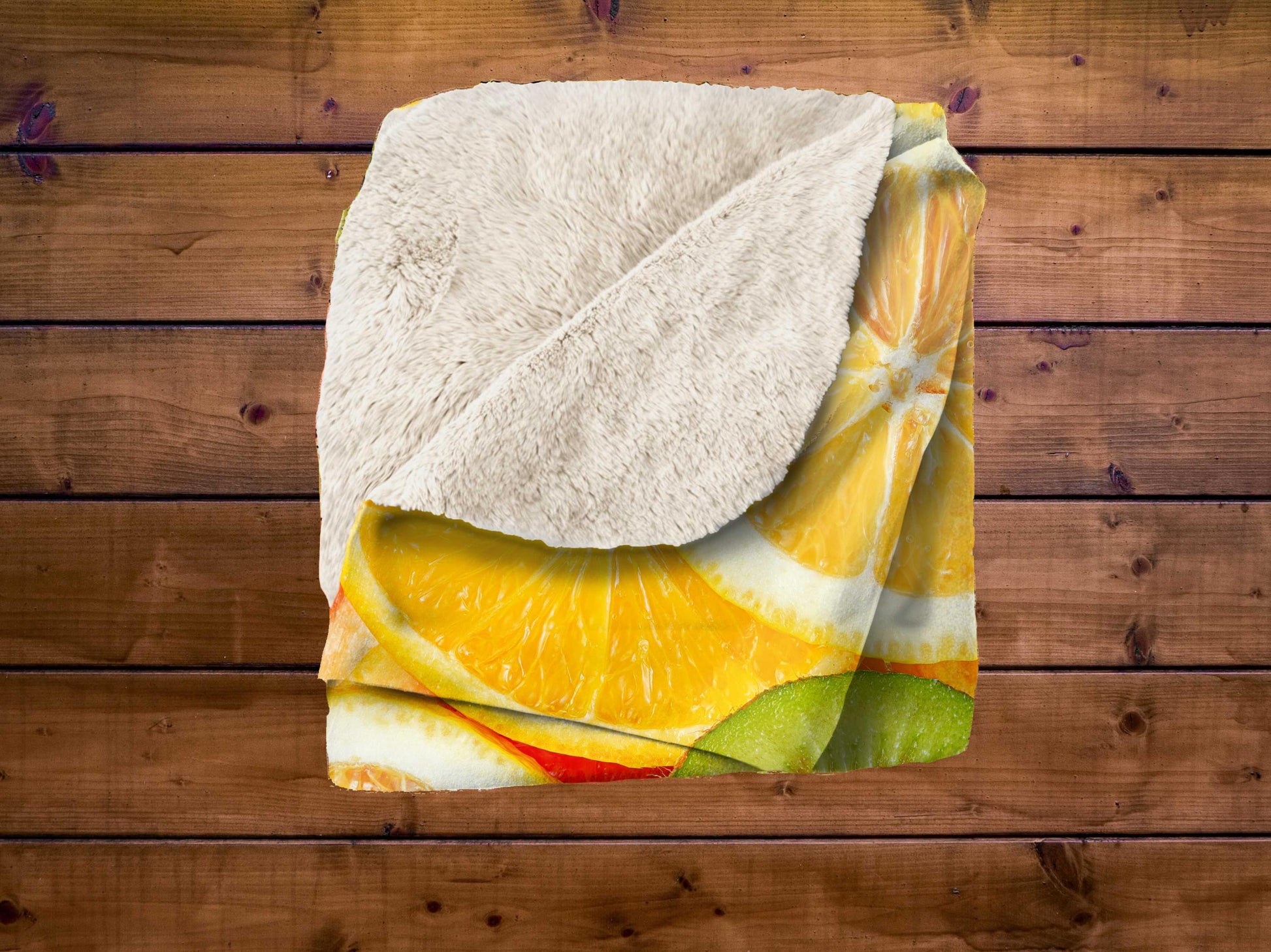 Sherpa Throw Blanket - Colorful Fruit Pattern with Kiwi, Lemon, Orange & Grapefruit Tropical - Soft Plush Throw Blanket-Jacobson Cottage