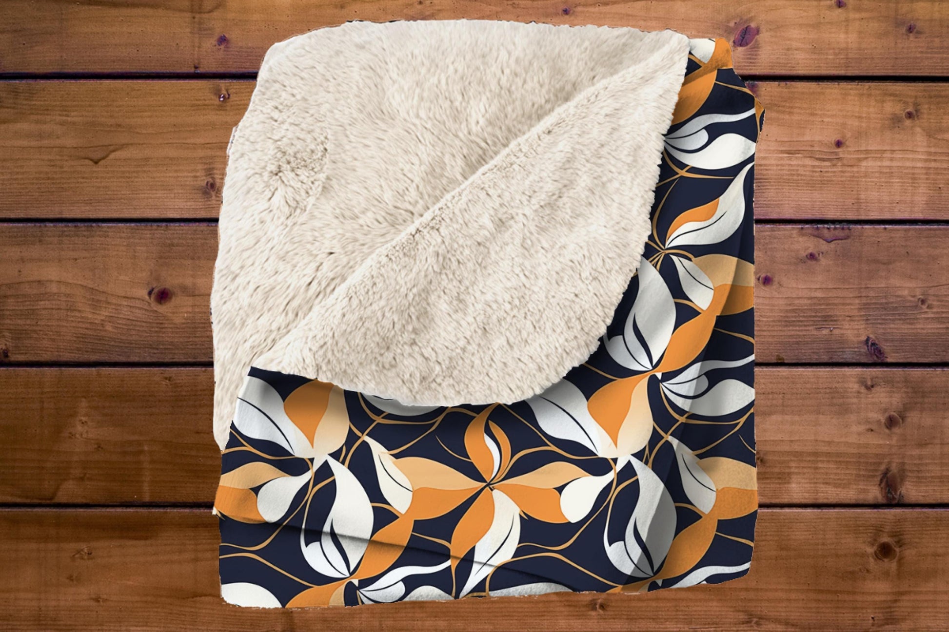 Sherpa Throw Blanket - Navy and Gold Abstract Pattern - Soft Plush Throw Blanket-Jacobson Cottage