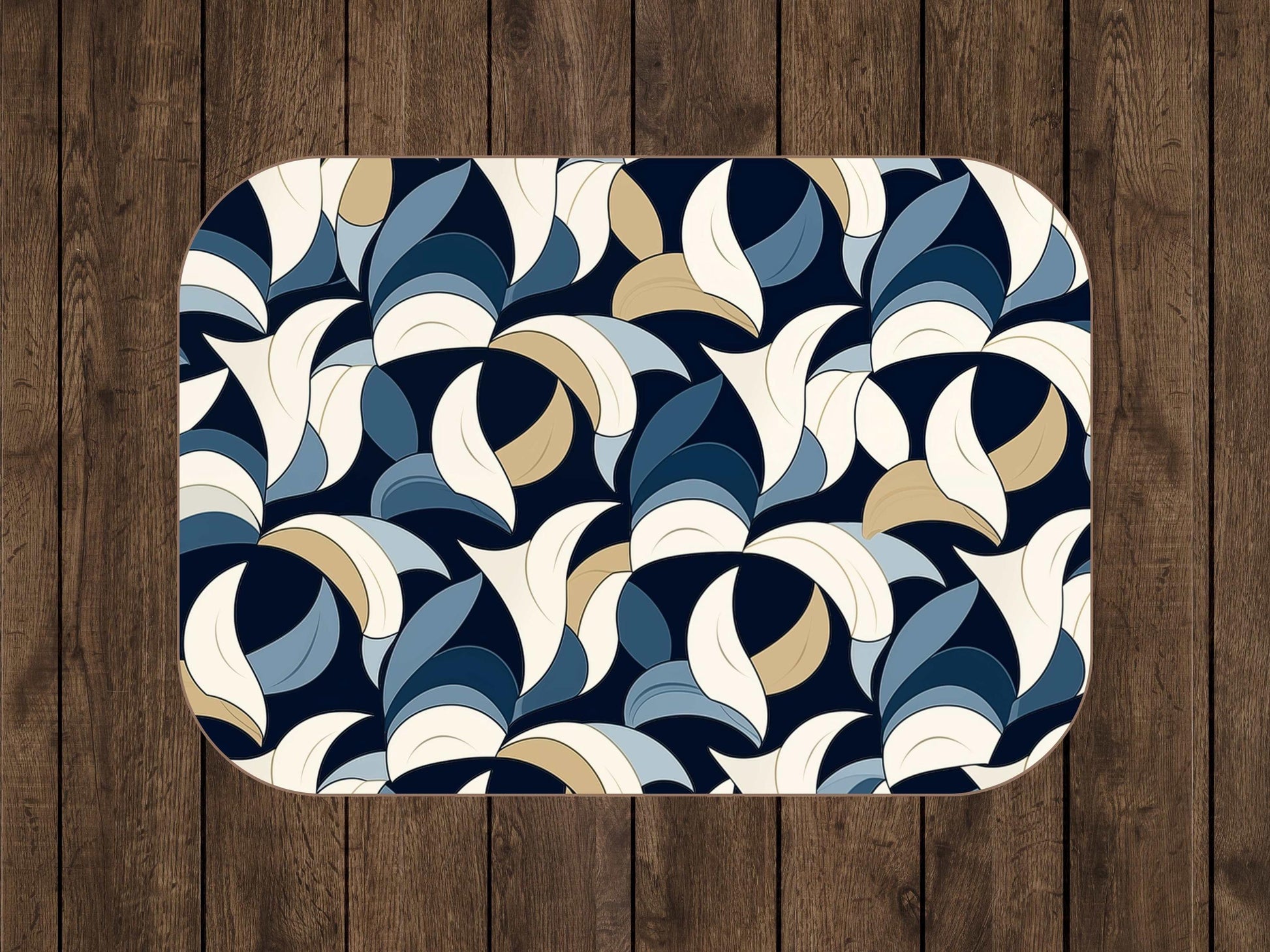 Sherpa Throw Blanket - Blue and Beige Abstract Wave Pattern Modern Geometric - Soft Plush Throw Blanket-Jacobson Cottage