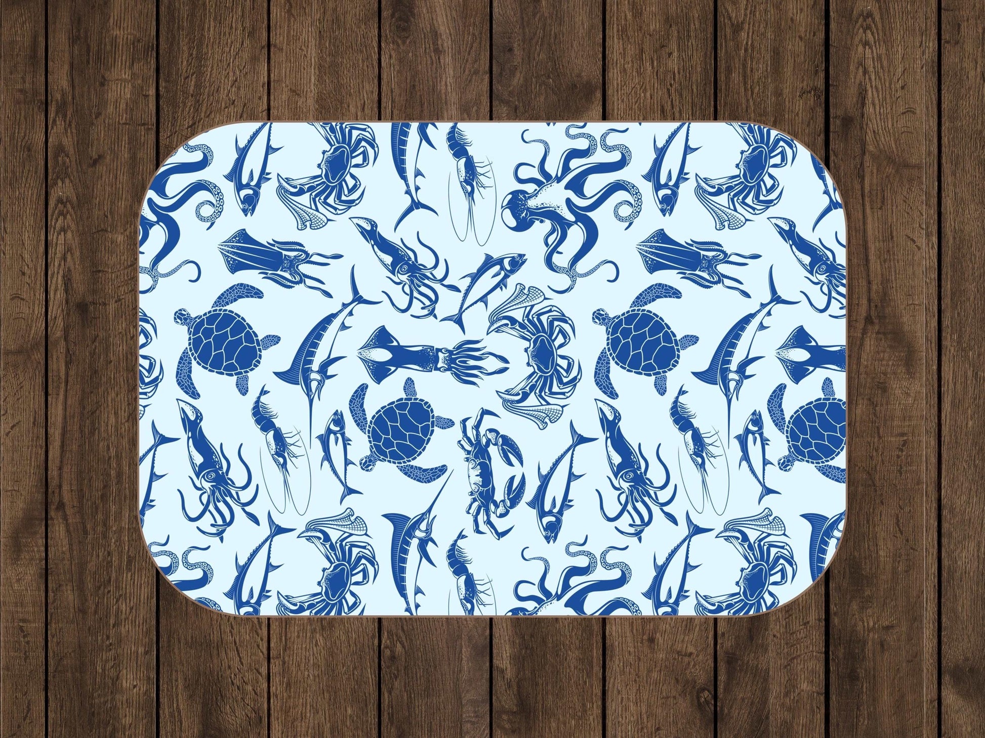 Sherpa Throw Blanket - Ocean life Nautical Blue - Soft Plush Throw Blanket-Jacobson Cottage