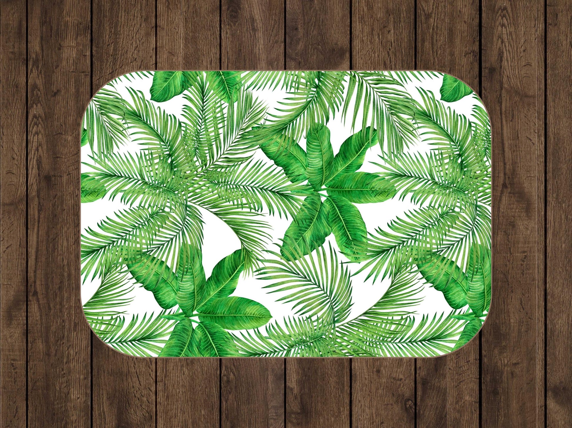 Sherpa Throw Blanket - Tropical Green Palm Leaf Pattern Jungle Inspired - Soft Plush Throw Blanket-Jacobson Cottage