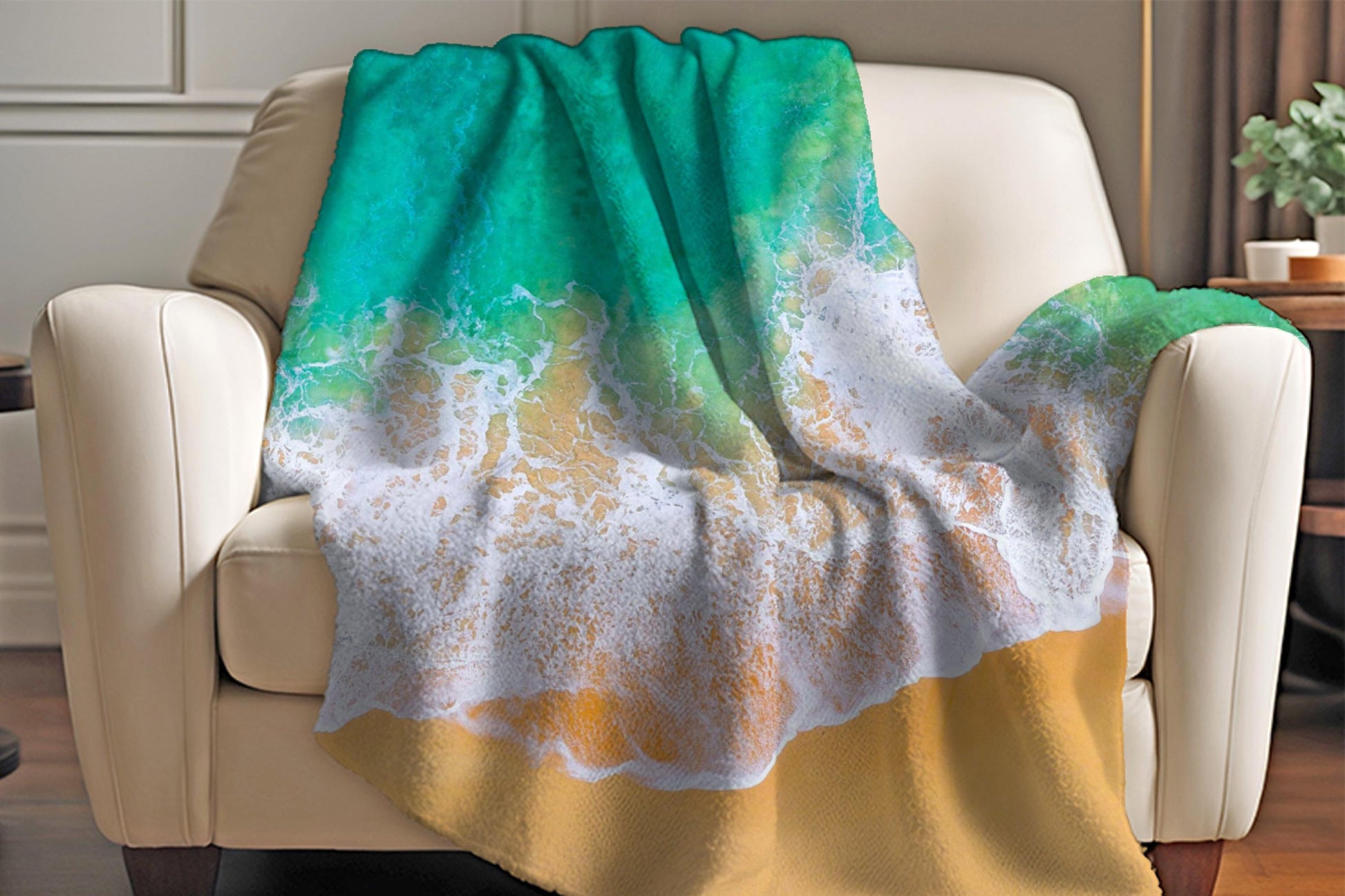 Sherpa Throw Blanket - Beach and Sand Tropical - Soft Plush Throw Blanket-Jacobson Cottage
