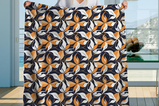 Sherpa Throw Blanket - Navy and Gold Abstract Pattern - Soft Plush Throw Blanket-Jacobson Cottage