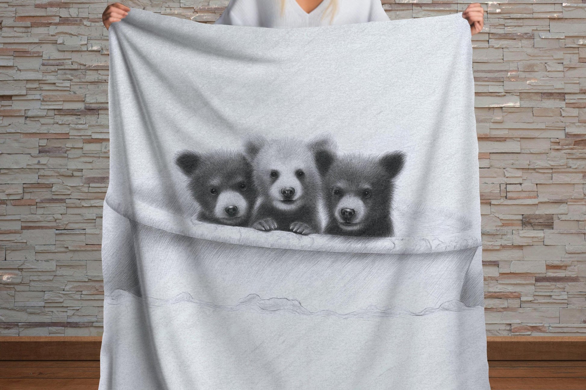Sherpa Throw Blanket - Bears in bath - Soft Plush Throw Blanket-Jacobson Cottage