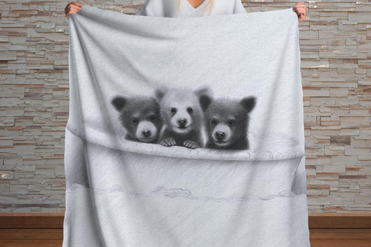Sherpa Throw Blanket - Bears in bath - Soft Plush Throw Blanket-Jacobson Cottage