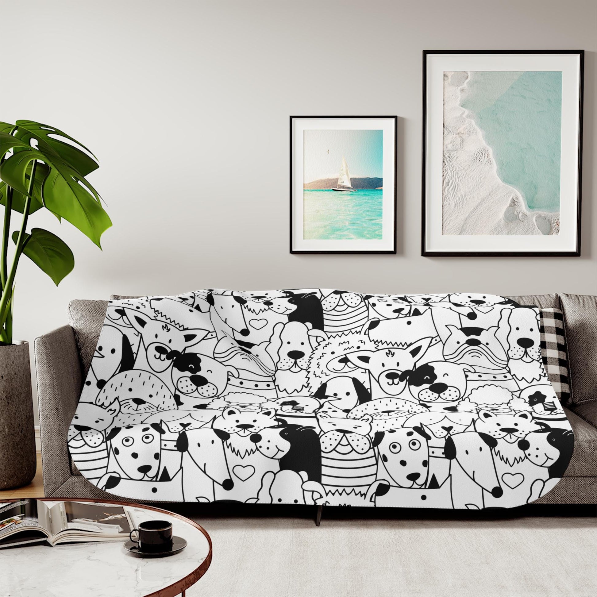 Sherpa Throw Blanket - Cartoon Dogs - Soft Plush Throw Blanket-Jacobson Cottage
