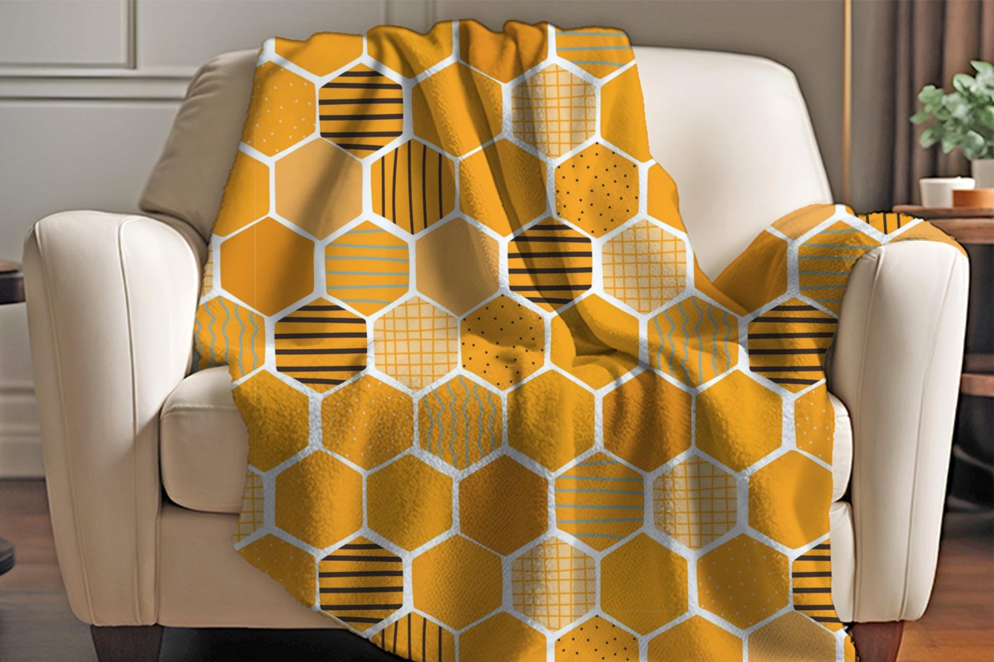 Sherpa Throw Blanket - Honeycomb - Soft Plush Throw Blanket-Jacobson Cottage