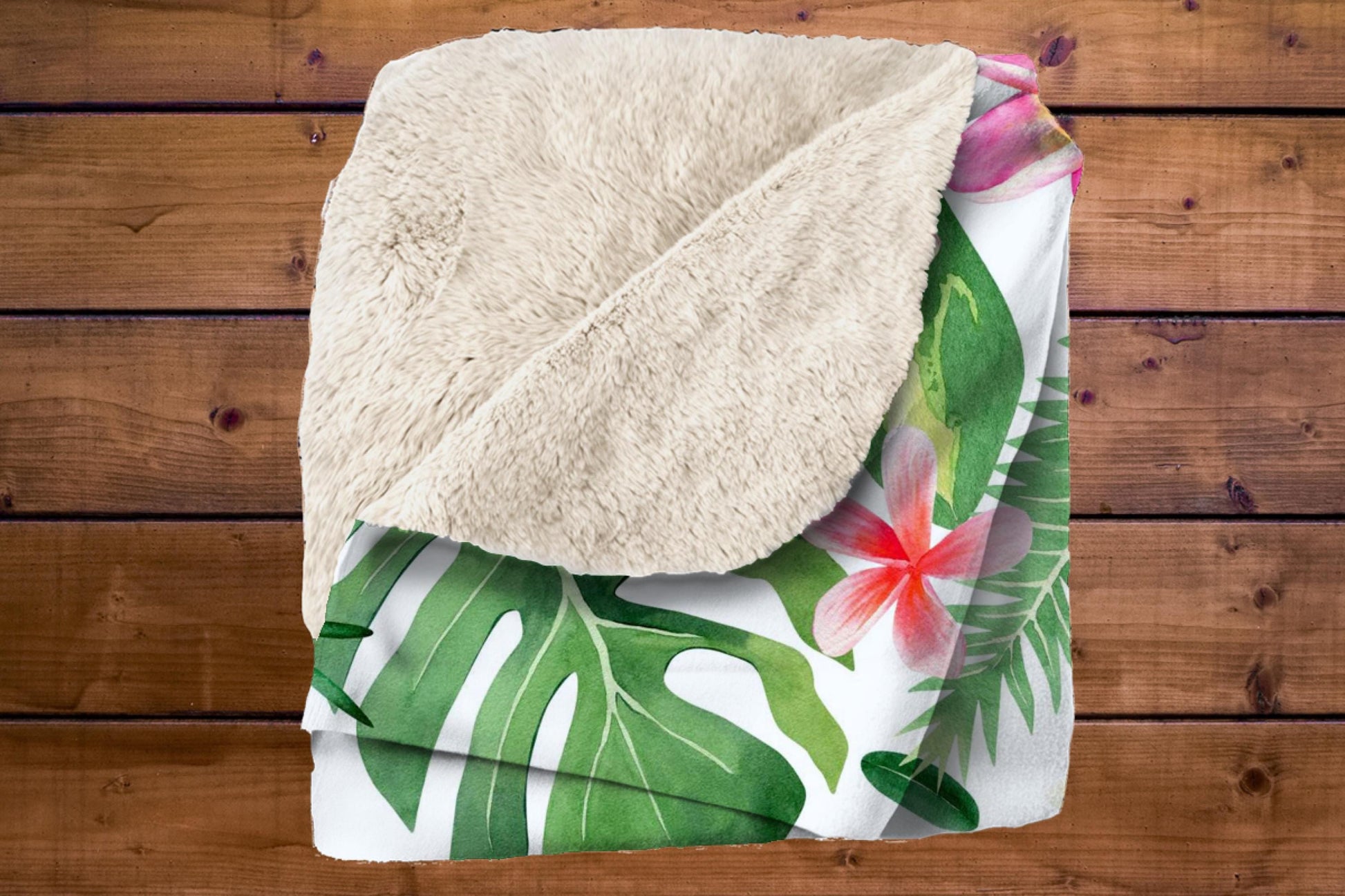 Sherpa Throw Blanket - Tropical Polynesian Print - Soft Plush Throw Blanket-Jacobson Cottage
