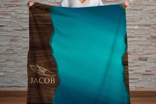 Sherpa Throw Blanket - Kayaking custom name design- Soft Plush Throw Blanket-Jacobson Cottage