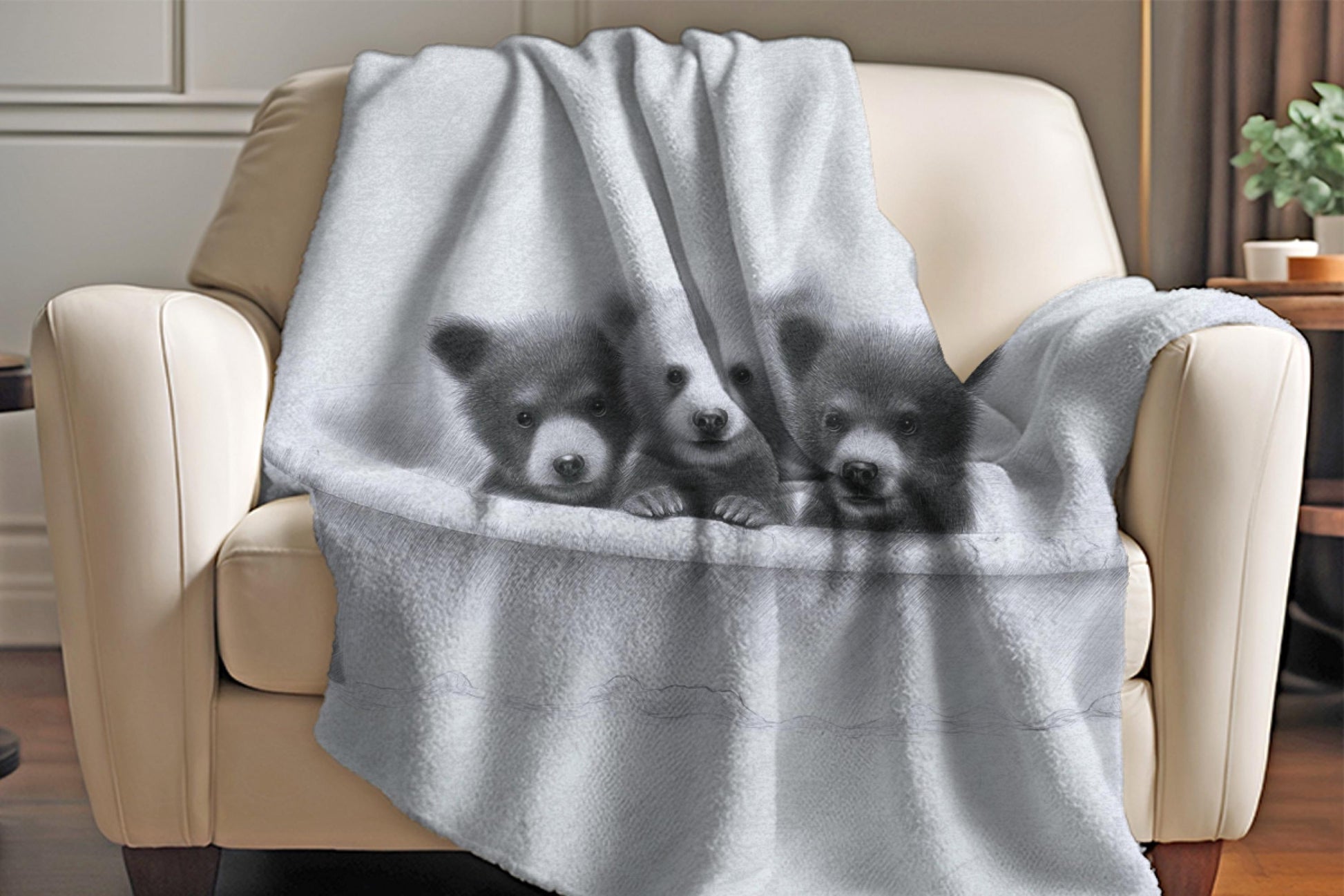 Sherpa Throw Blanket - Bears in bath - Soft Plush Throw Blanket-Jacobson Cottage