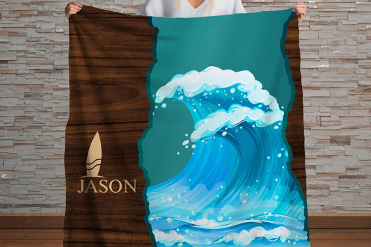 Sherpa Throw Blanket - Custom Name Surfing - Soft Plush Throw Blanket-Jacobson Cottage