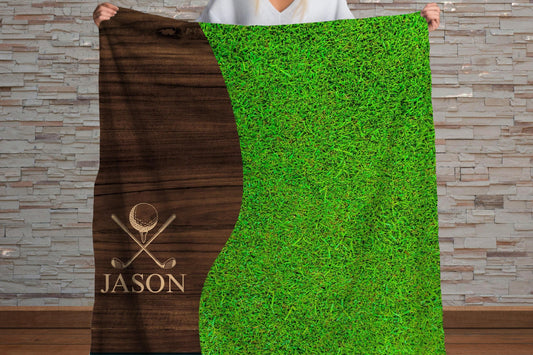 Sherpa Throw Blanket - Custom Name Golfing Gift - Soft Plush Throw Blanket-Jacobson Cottage