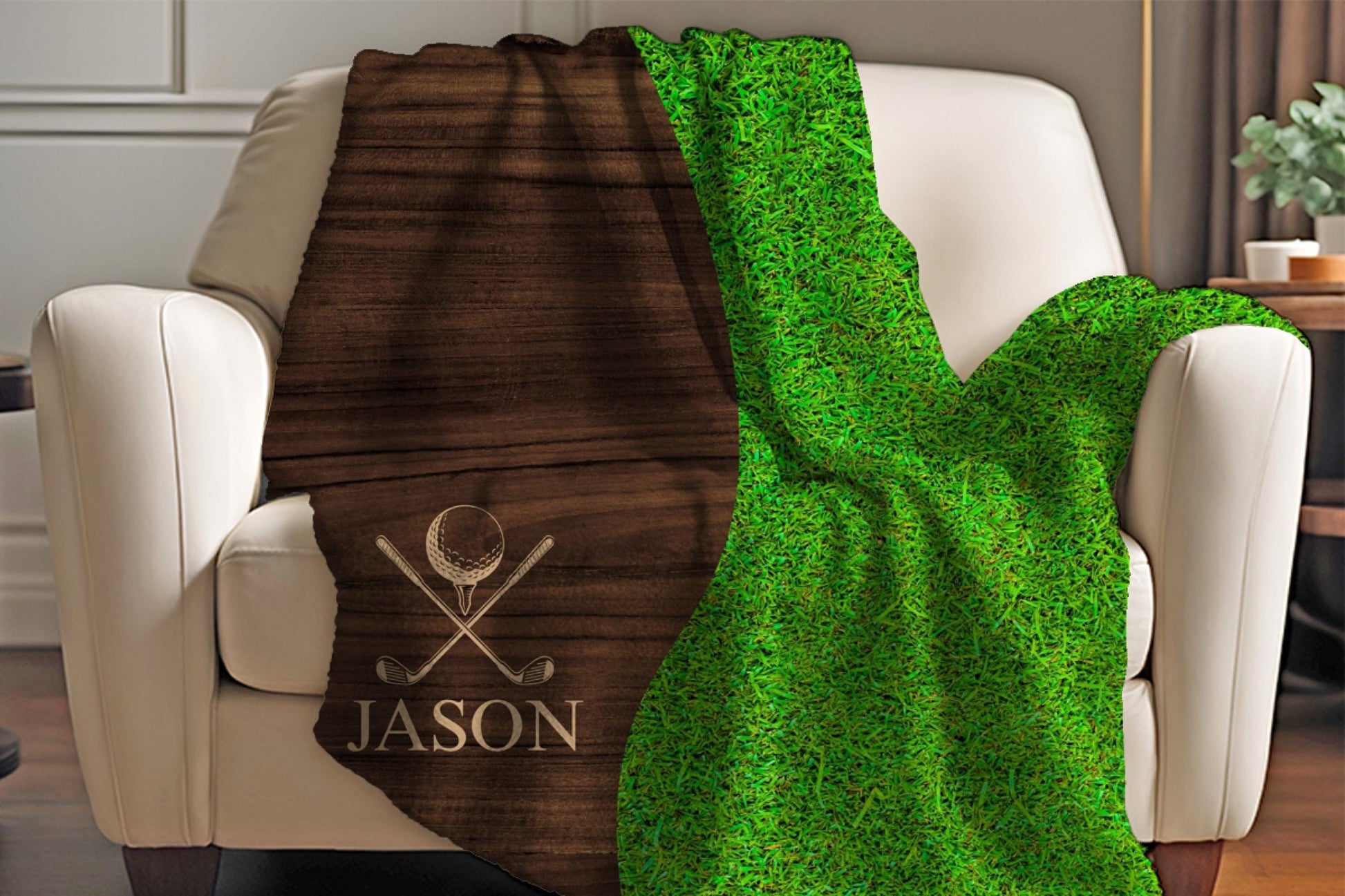 Sherpa Throw Blanket - Custom Name Golfing Gift - Soft Plush Throw Blanket-Jacobson Cottage