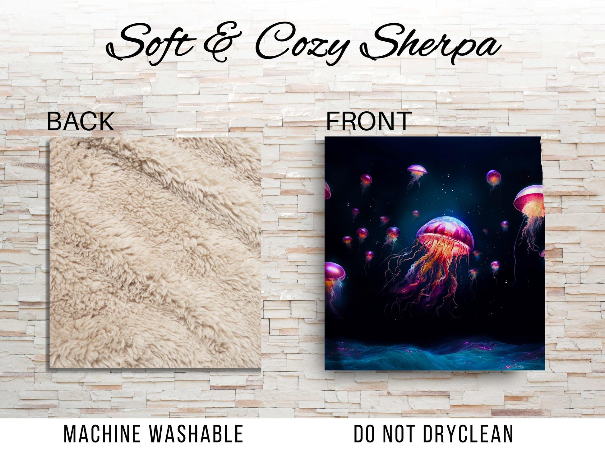 Sherpa Throw Blanket - Ocean Jellyfish - Soft Plush Throw Blanket-Jacobson Cottage