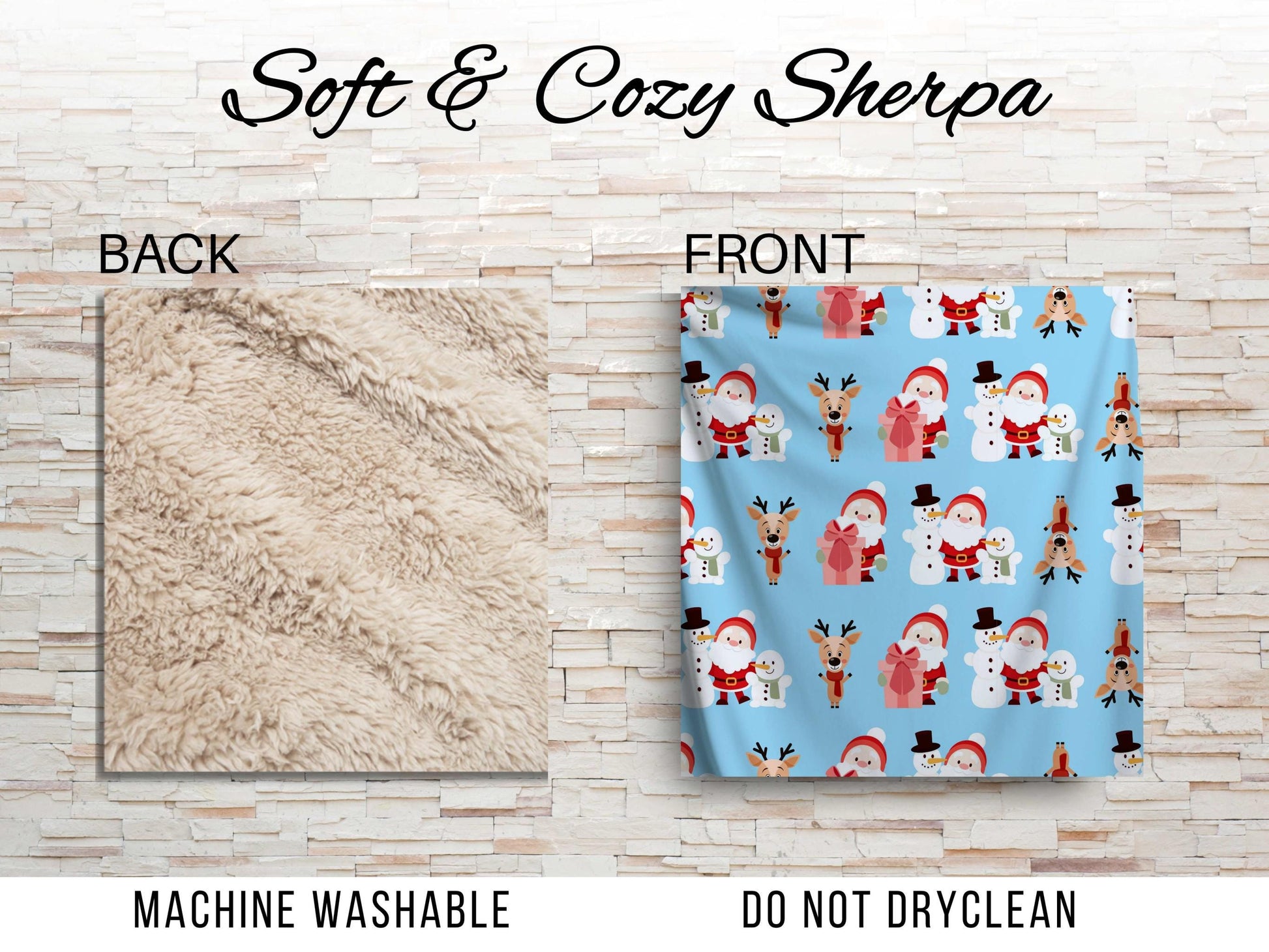 Sherpa Throw Blanket - Christmas Santa and Snowman - Soft Plush Throw Blanket-Jacobson Cottage