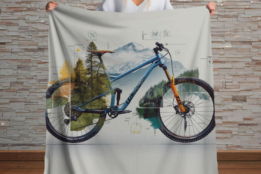 Sherpa Throw Blanket - Mountain Biking Woods Design - Soft Plush Throw Blanket-Jacobson Cottage