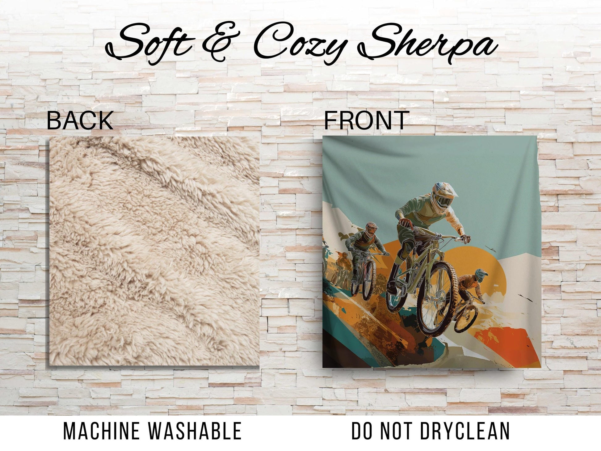 Sherpa Throw Blanket - Mountain Bike Racing Biker - Soft Plush Throw Blanket-Jacobson Cottage